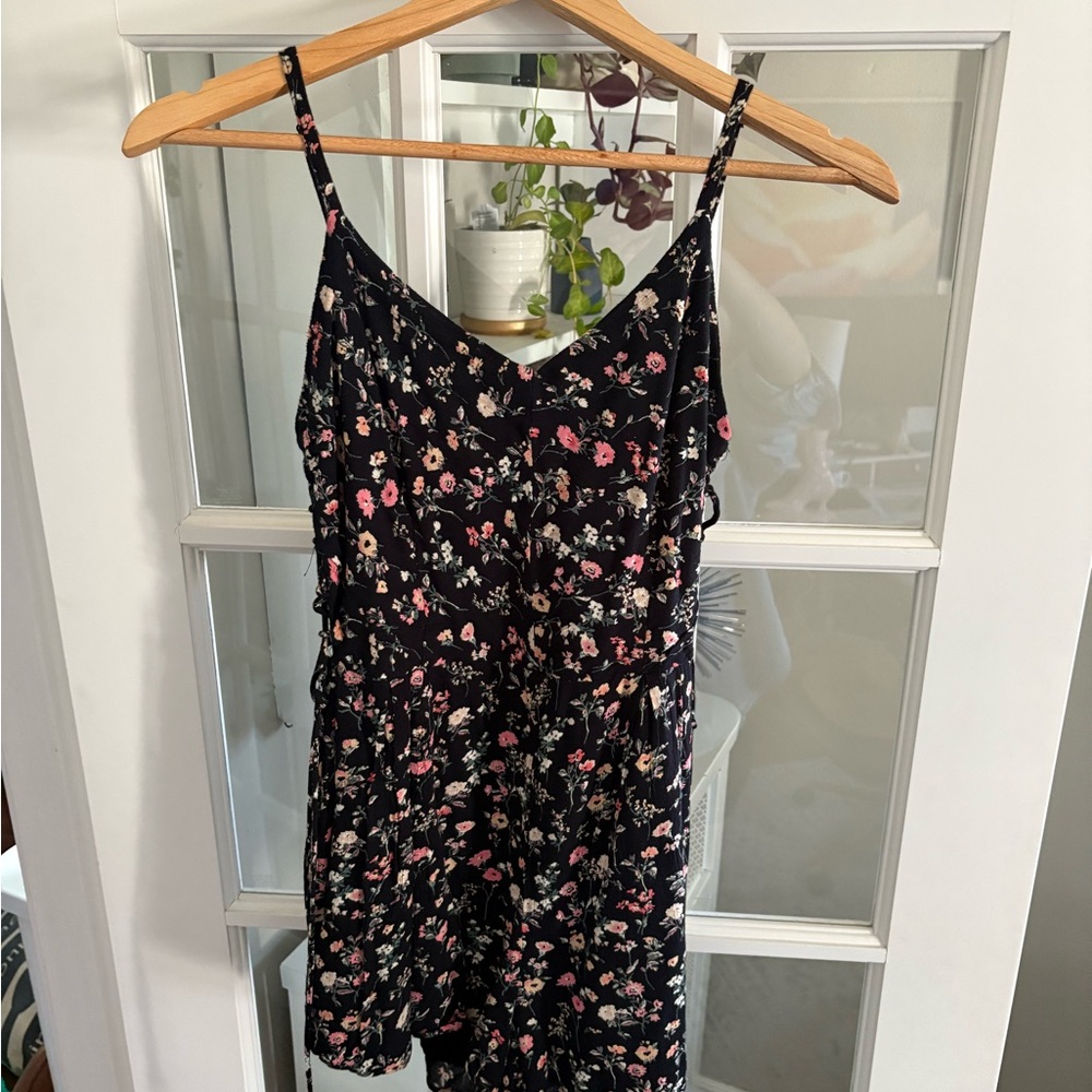 Bershka Floral Black Jumpsuit NWT